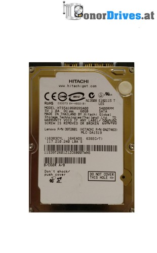 Hitachi  - HTS541060G9SA00- 60 GB - SATA - 320 0A28617 01  Rev. *