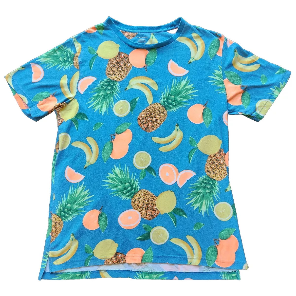 No Boundaries Mens Large Tropical Fruit All Over Print T Shirt Short Sleeve  Tee