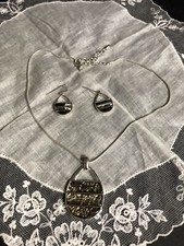 Rhinestone Silver Tone Necklace & Earrings Set Jewelry YL-36