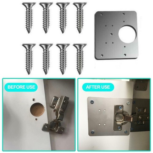 Kit Riparazione Cerniere Porta Armadio Cucina Piastra e Viti Fissaggio Cerniere Armadio - Foto 3 di 11