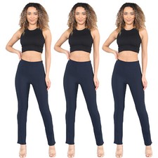 3X WOMENS BOOTLEG TROUSERS LADIES BOOTCUT STRETCH FINELY RIBBED WORK BOTTOMS