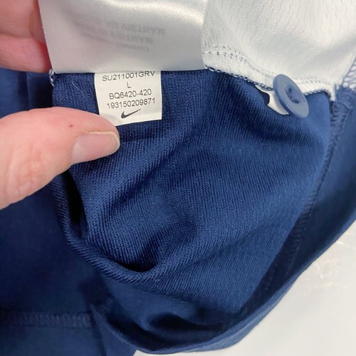 Nike Team One Button Baseball Jersey Boy's Large Navy Blue BQ6420 Game White - Picture 6 of 8
