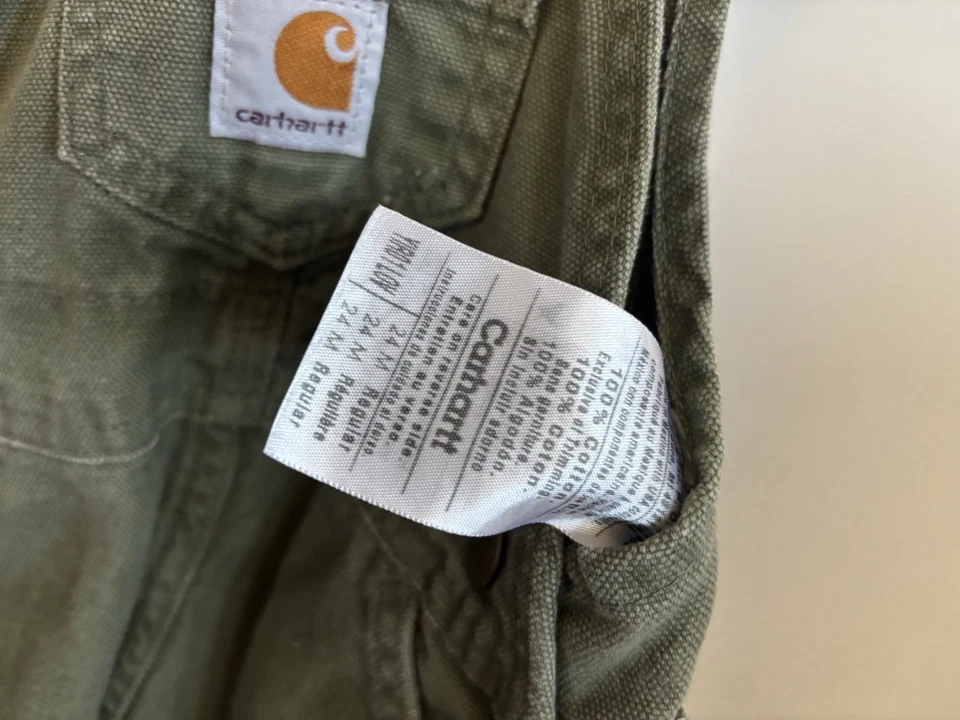 Винтажный детский комбинезон Carhartt на 24 месяца из терракоты и зеленого цвета - Изображение 2 из 4