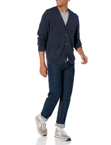Amazon Essentials Herren Baumwoll-Strickjacke Marineblau GrößE L-image