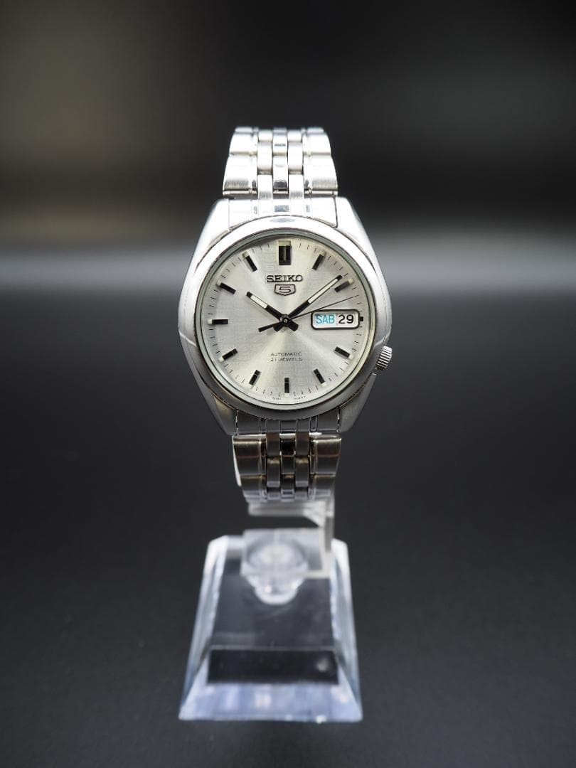 SEIKO 5 SNK355K1 Automatic Men's Watch Silver Dial Japan Tested Working