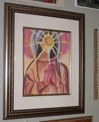 Framed Sunburst Radiance Prayer Painting  Handmade