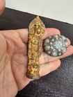 Set Antique/ Vtg. Chinese Gilt Metal Buddha, Glass Bead — photo 4