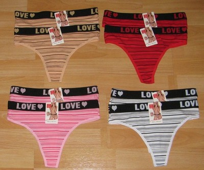 Damen String Tanga 8er Set Gr. L Unterhose Pants Unterwäsche Rosa Beige Rot Weiß