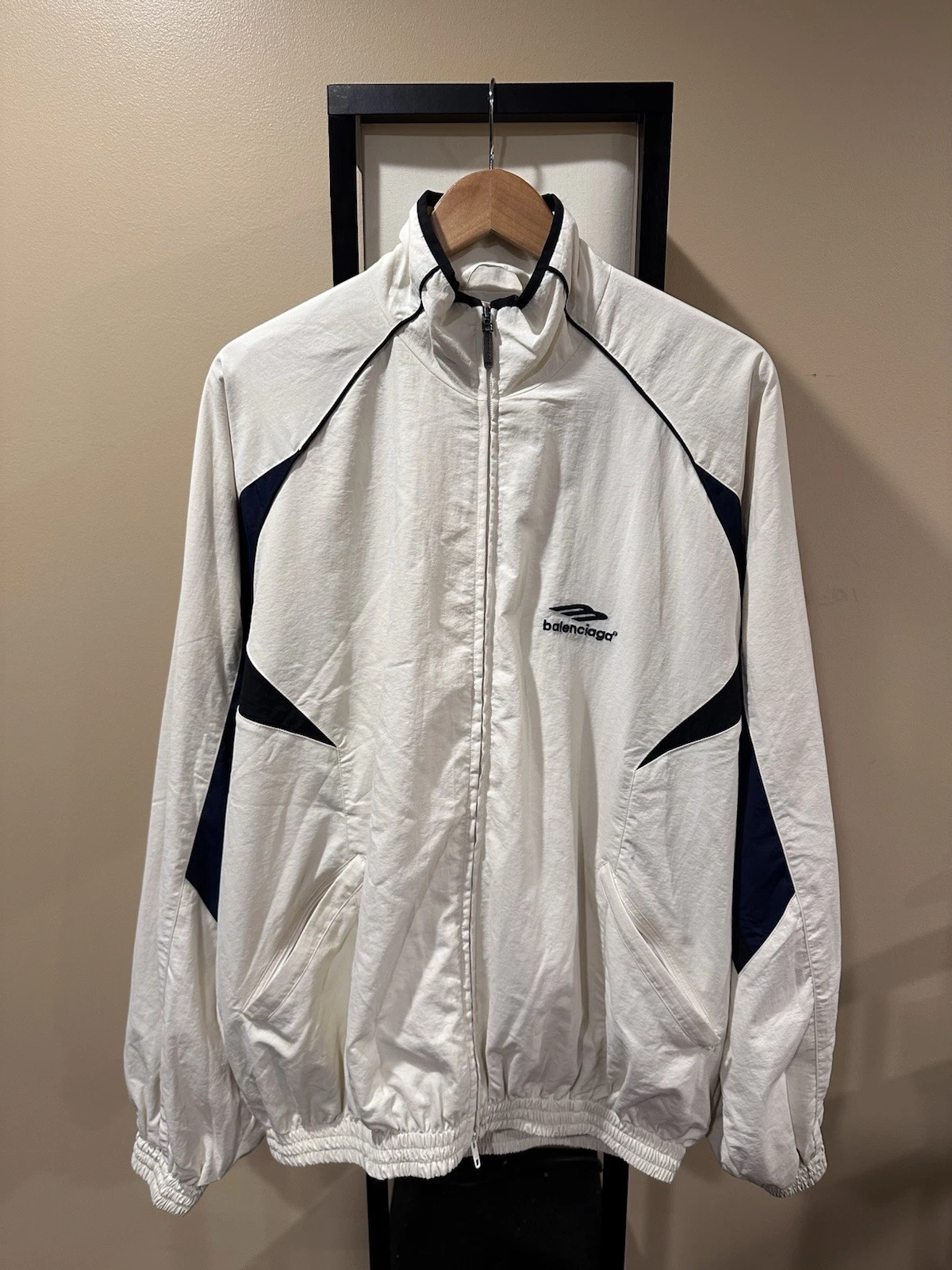 Balenciaga — Balenciaga Sport Icon 3B White Zip Track Windbreaker Jacket