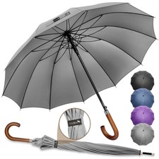 Stick Umbrella Wood Handle,Cane Walking Classic Umbrellas for Men Women,12 Ri...