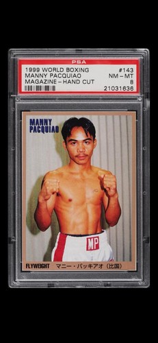 1999 WORLD BOXING MAGAZINE-HAND CUT #143 MANNY PACQUIAO PSA 8 ROOKIE RC
