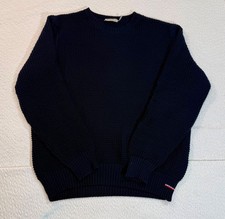 Moncler Navy Textured Crewneck Wool Sweater Luxury Size L Designer Classic