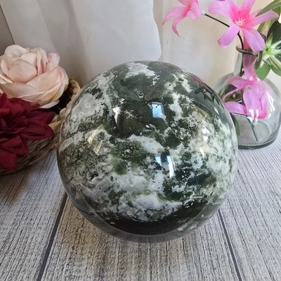 106mm Moss Agate Crystal Sphere Orb (v3)
