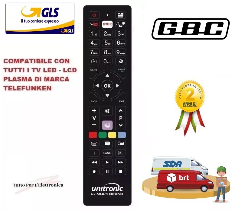 TELECOMANDO PER TV TELEFUNKEN LCD,LED E PLASMA SPEDIZIONE GRATIS