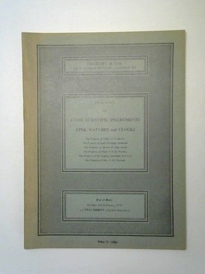 SOTHEBY & CO. Catalogue of good Scientific Instruments fine watches and clocks