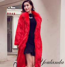 Occident Women's Long Jacket Lapel Furry Overcoats Casual Loose Fit Trench Coat