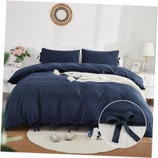 Grayish Navy Duvet Cover Queen Size, 3 Queen 90" x 90" Navy No Comforter 