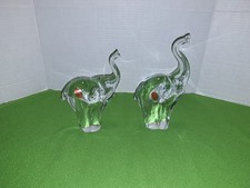 Lot of 2 Murano Glass Elephant Paper Weights