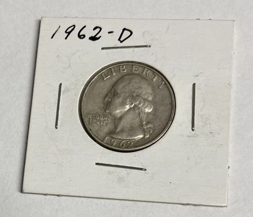 1962-D 25C Washington Quarter 90% Silver XF to AU USA 25 cents Denver