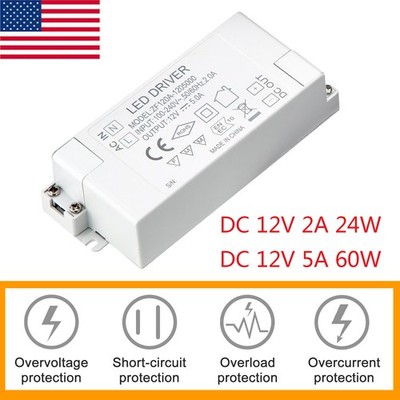 Transformer Power Supply LED Driver Adapter Universal AC 110V to DC 12V 24W/60W