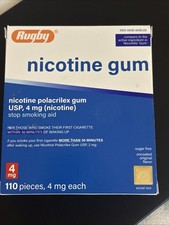 Rugby Nicotine Gum Sugar-Free Original Flavor 110 Count 4mg EXP: 08/2028