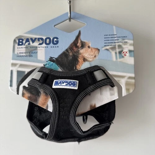 Baydog Liberty Bay Cool Mesh Step-in Harness XXS Black For Tiny Dogs