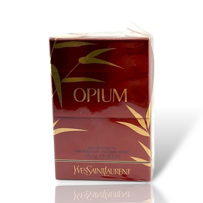 YSL OPIUM EDT 1ozFACTORY SEALED 2014 BURGUNDY GOLD BAMBOO BOX YVES SAINT LAURENT