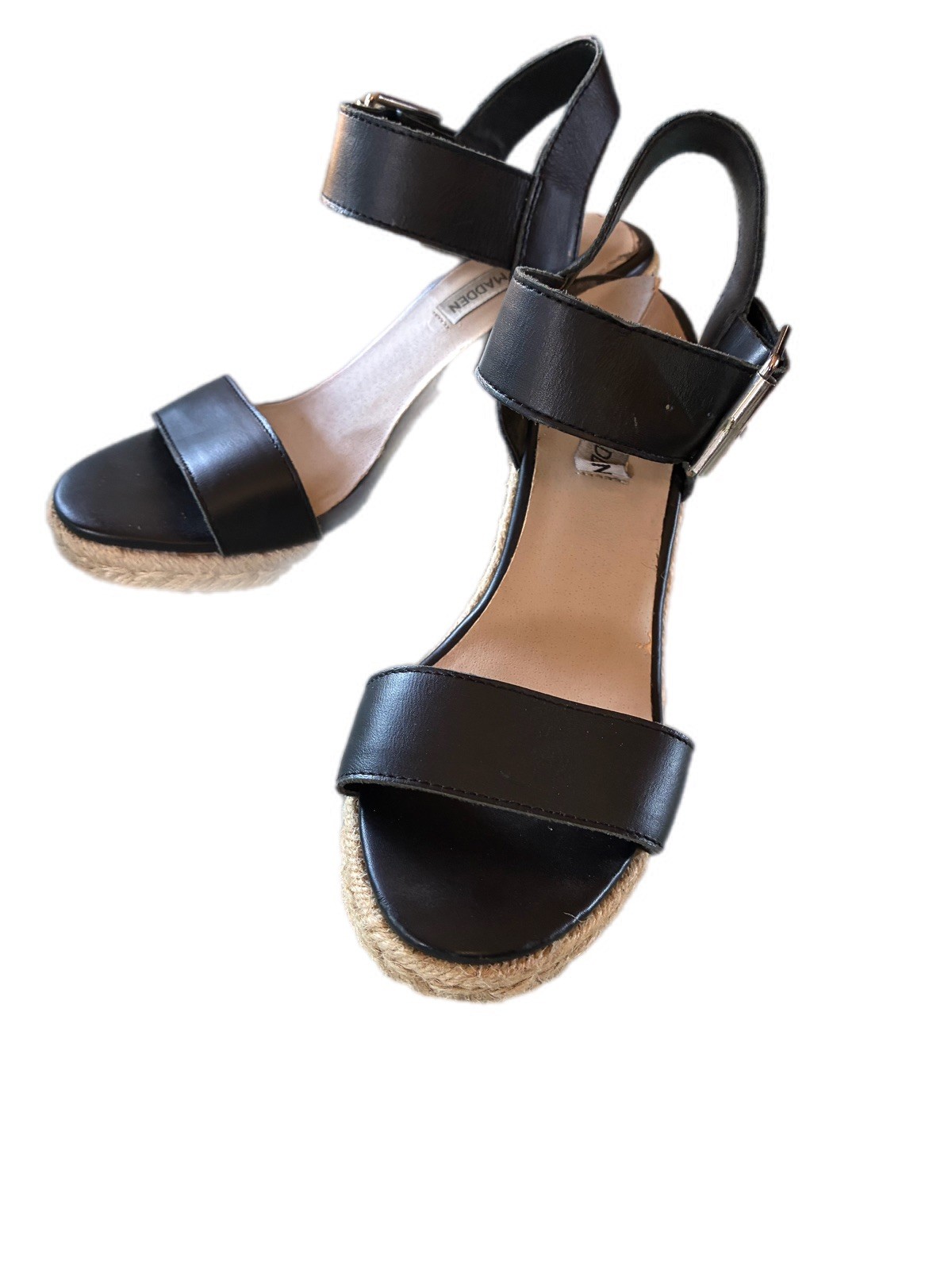 Steve Madden Women's Wedge Sandal Espadrilles, Black -Sz 8