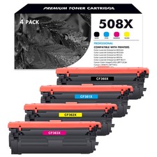 4Pack 508X Toner compatible with HP CF360X LaserJet MFP M577dn M577f M577c M577z