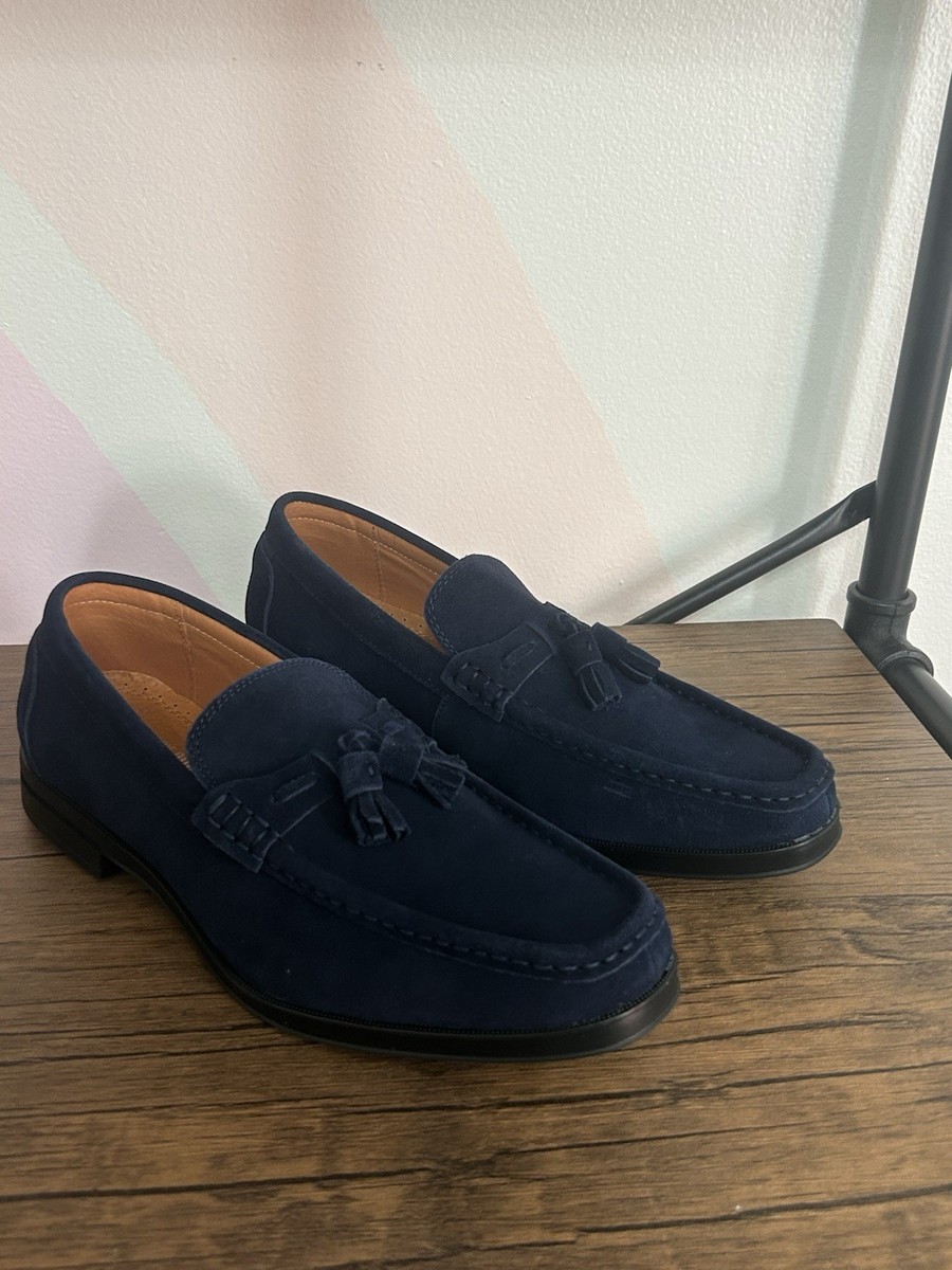 Stacy Adams Blue Suede Leather Tassel Loafers Men\'s 8M Slip On Shoes New In box Elevate Your Style with Stacy Adams Navy Marlowe Suede Shoes  main image 3