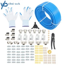 Compressed Air Piping System with 3/4" x 200FT HDPE Tubing & Outlet Blocks Blue