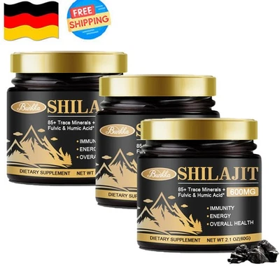 BUNKKA 3x 60g Reines 100% Himalaya Shilajit, Weichharz, Bio, extrem potent, Fulvinsäure
