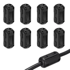 7mm Clip-on Ferrite Ring Core for Cable, Black 8pcs