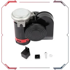 Air Horn Relay Kit 130DB Electric Snail Ultra Compact Dual Tone For Yacht Boat