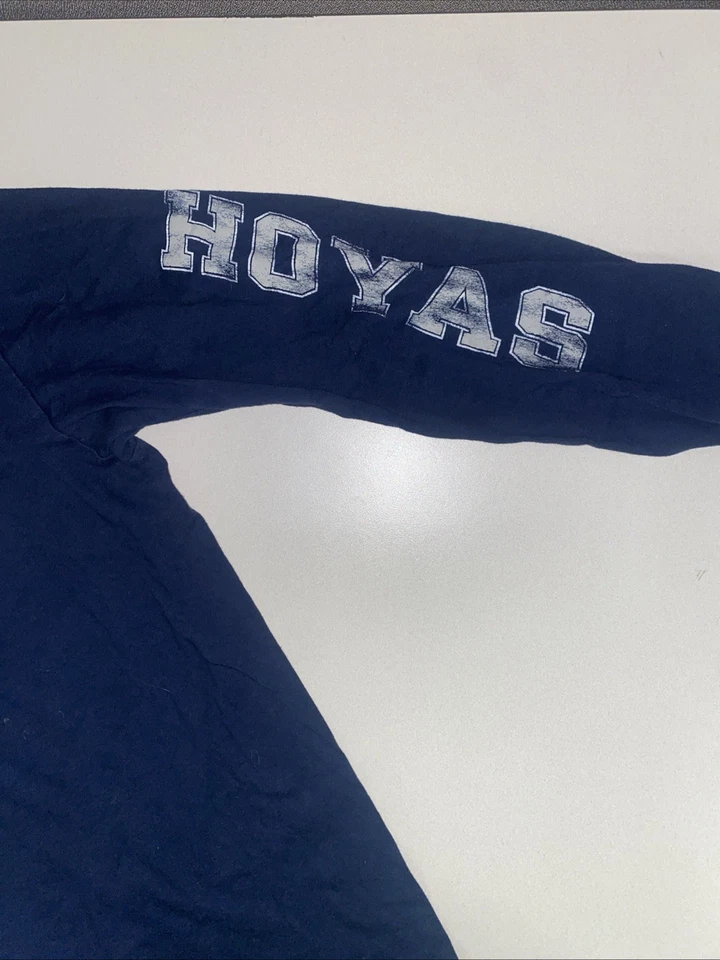 Camiseta Gráfica Georgetown Hoyas Hombre Mediana Azul Manga Larga 100% Algodón Y2K Foto 3 de 4