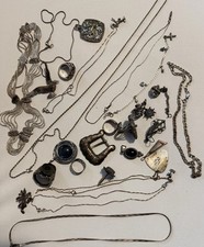 925 Sterling Silver Jewelry Wearable/Scrap Lot Of 229.4 Grams Chains,Rings Ect