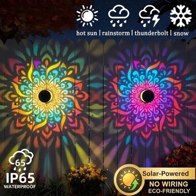 Solar Mandala Mosaic Lights 7 Color Changing Outdoor Solar Fence Decor Lamp