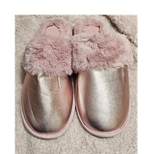 Auden Pink Faux Fur Slip-On Metallic Women's Slippers Size 11/12