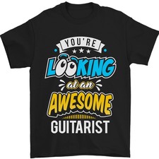 Mirando A Una Camiseta De Hombre De Guitarrista Asombroso 100% Algodón