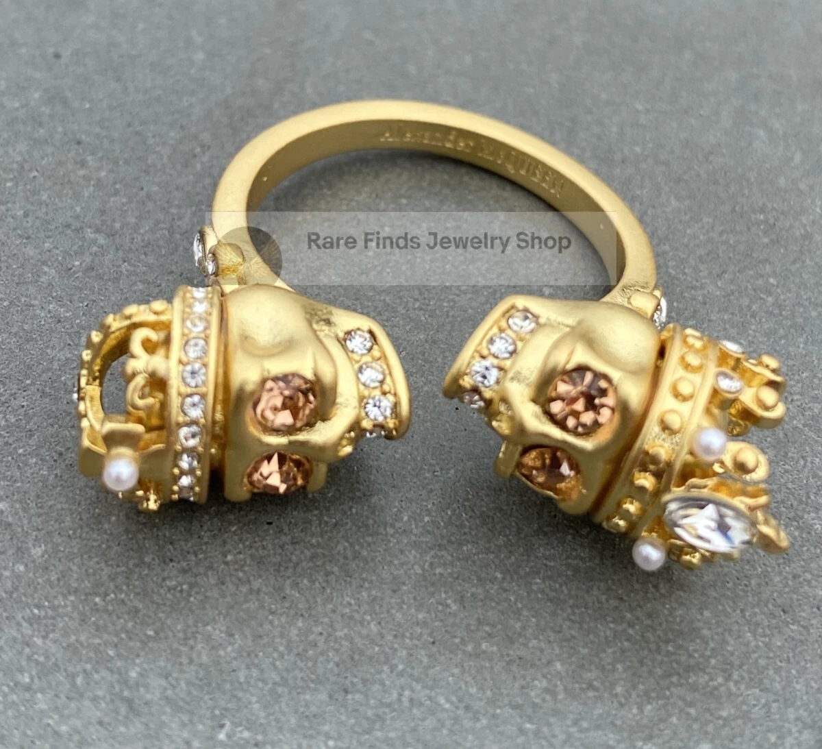 Alexander McQueen Gold Plated Skull ring Adjustable