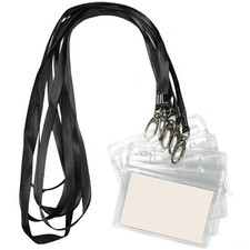 Lanyard with ID Holder 50 Pcs Waterproof Name Tag Horizontal Badge ID Card Ho...