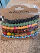 6 PCS Beaded Bracelets Stackable Multicolor Beads, Stretch, Bracelet