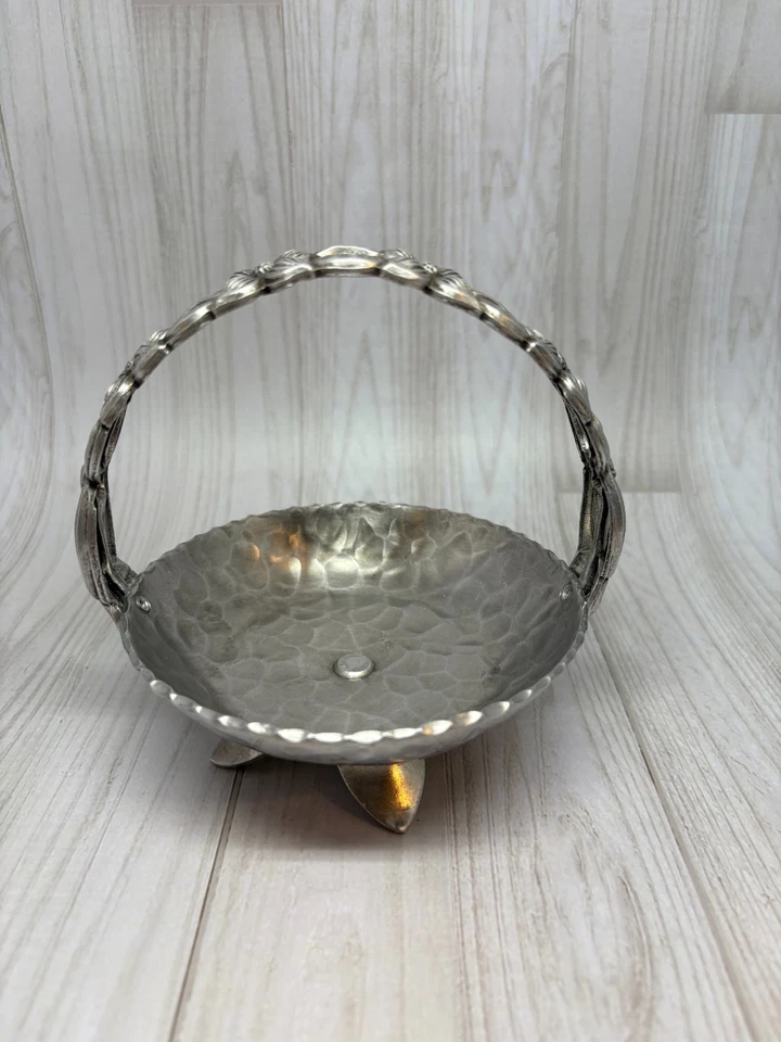 VTG Aluminum Hand Wrought Creations by Kent UNSIGNED Trinket Dish w/ Flower Foot - Image 4 of 4