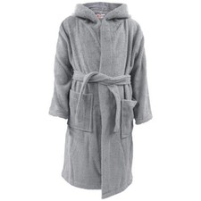 A2Z 4 Kids 100 Cotton Steel Grey Hooded Bathrobe Terry Towelling Dressing Gown
