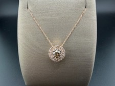 LE VIAN 14K RG ROSE GOLD CHOCOLATE & VANILLA DIAMOND HALO PENDANT NECKLACE