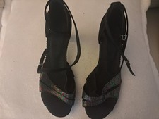 Women NEW Black Latin Dance Sandal Low Heel. Size 4.5