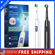 Electric Toothbrush Rechargeable Pro Rotating Brush with 4/8 Heads Timer 5 Modes