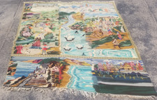 Vintage Französischer Nadelspitze Floral Handarbeit Wandbehang Wandteppich 163x158 cm