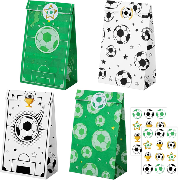 20 StüCk PapiertüTen Fussball, 4 Stile FußBall Mitgebsel TüTen GeburtstagstüTen-image