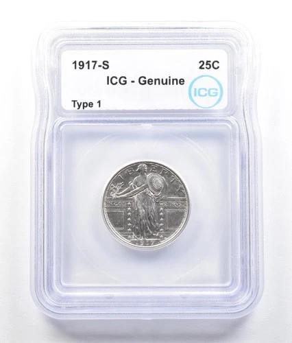 1917-S Standing Liberty Quarter Type 1 Genuine ICG *5216